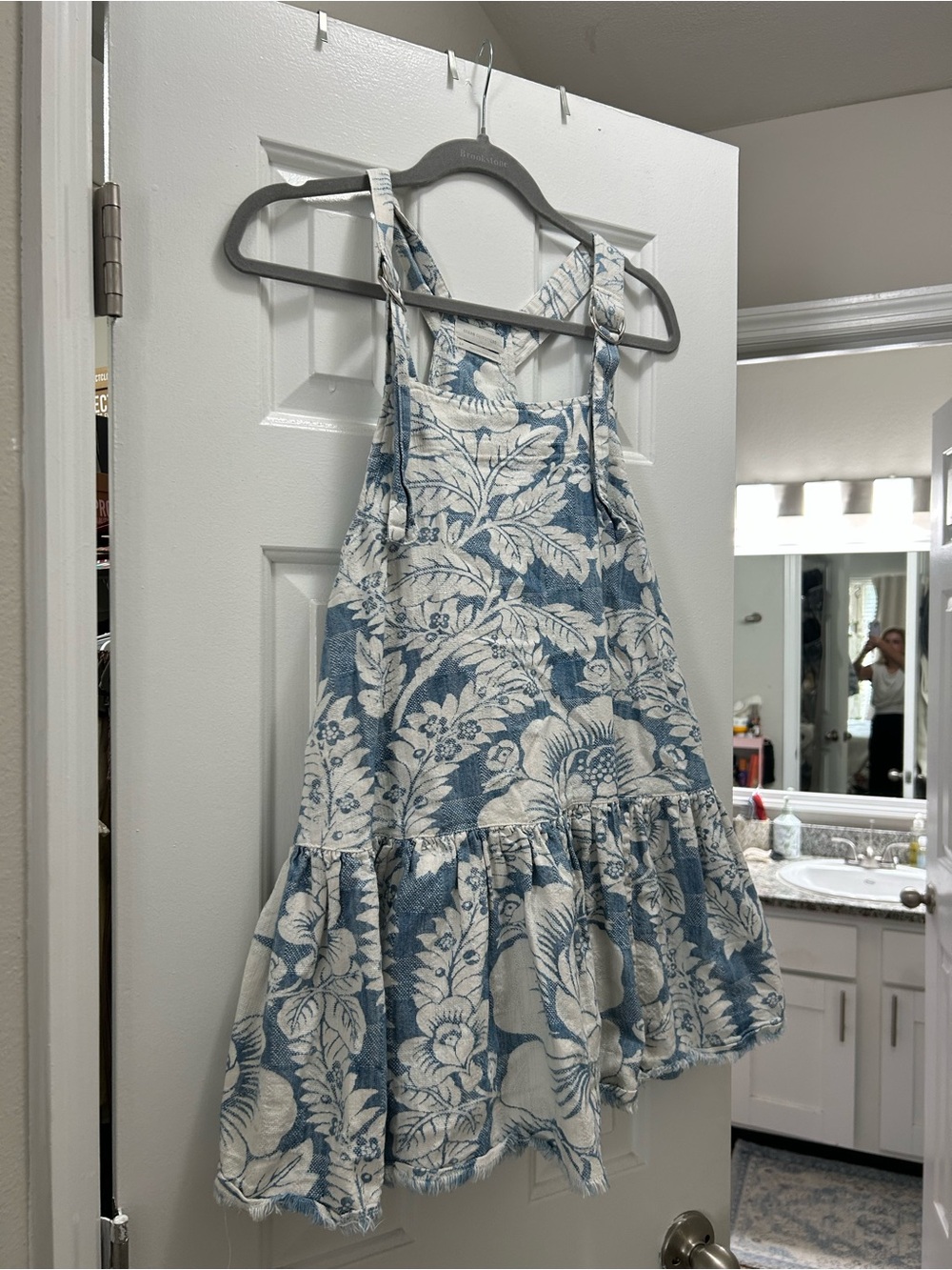 Urban Outfitters Blue and White Floral Tiered Sundress